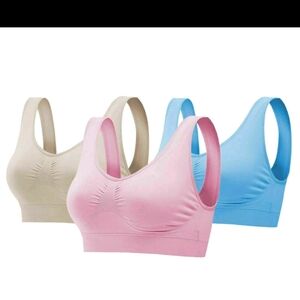 Women's 3-Pack Seamless Bras - Pink, Cream, Blue